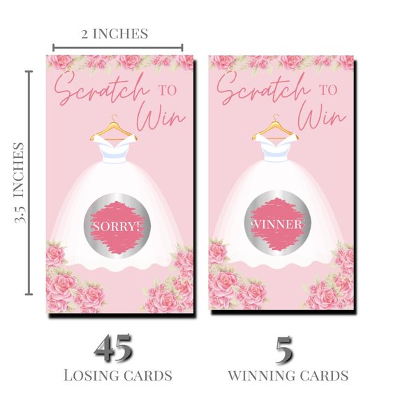 Bridal Shower Games - Scratch To Win - 50 Scratch Off Cards - Bachelorette Party - Picture 3 of 4